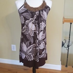 BCX Brown Tropical Halter Dress. Size L, worn once